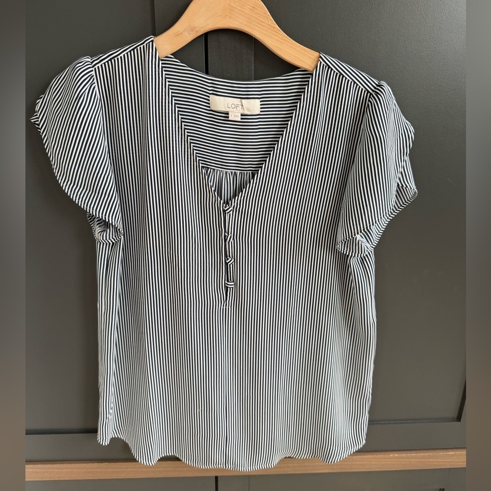 LOFT Black and White Striped Top